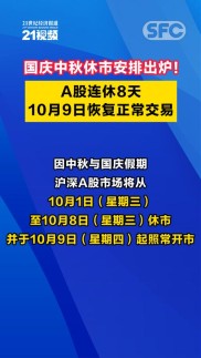 2025年国庆节、中秋节休市安排公布，股票何时开市看这里