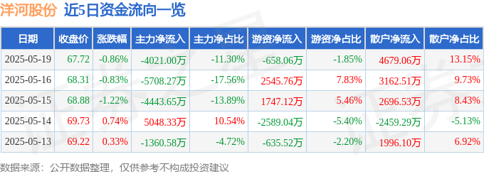洋河股份股票行情_2025年洋河股份一季报解读_洋河股份资金流向分析